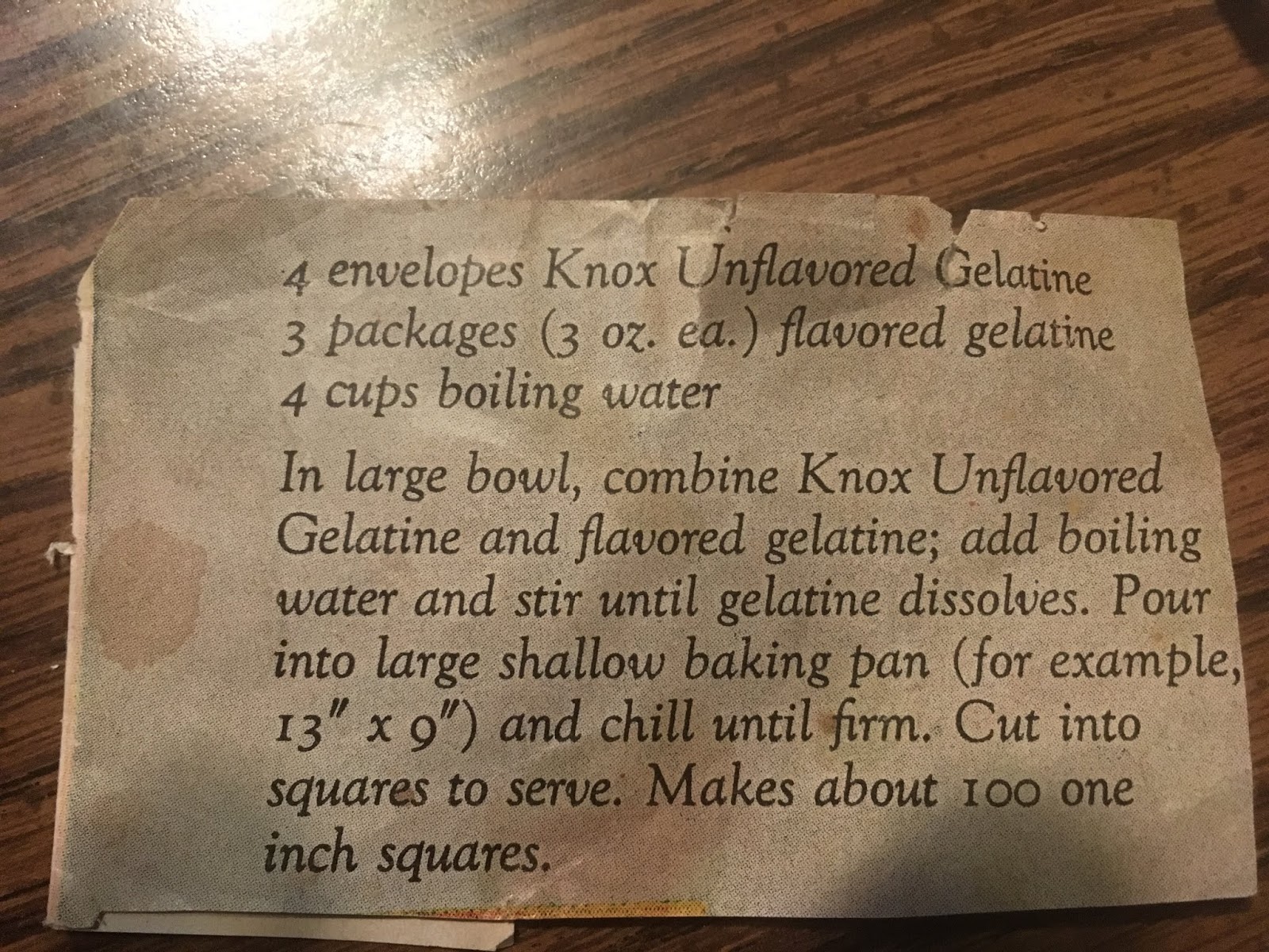 Gramma's Recipes Knox Blox original recipe