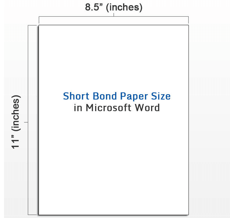 What is the Size of Short Bond Paper in Microsoft Word?