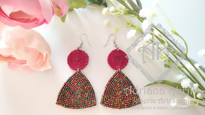 Pendientes en macramé, aros, aretes, Earrings, hoops, earrings in macramé by #AdrianaAbril