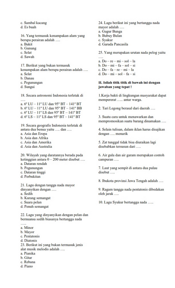 KOMIK &amp; KOMPUTER INFORMASI Contoh Soal Tematik Tema 9