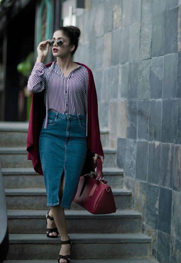 Actress Lavanya Tripathi Photoshoot In Blue Dress Glass