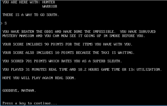 CRPG Adventures: Mystery Mansion: Capitulation.