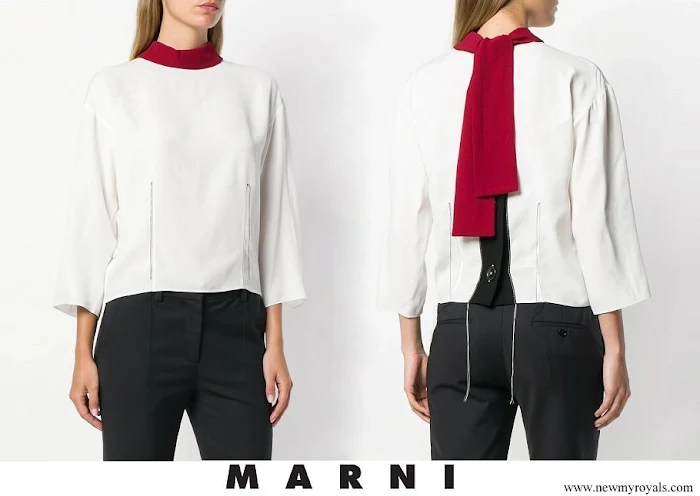 Queen Rania wore Marni colour-block blouse