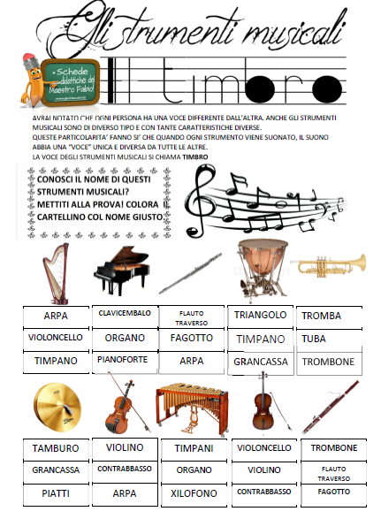 Scheda didattica: strumenti musicali da colorare - Musica a Scuola Primaria  ed Infanzia
