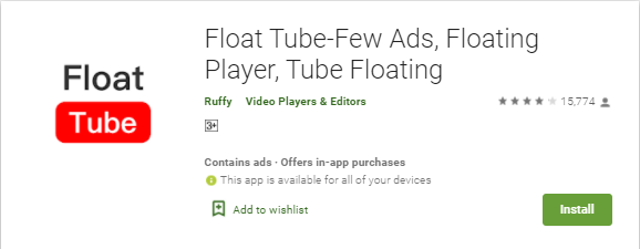 float tune to play youtube videos in floating window