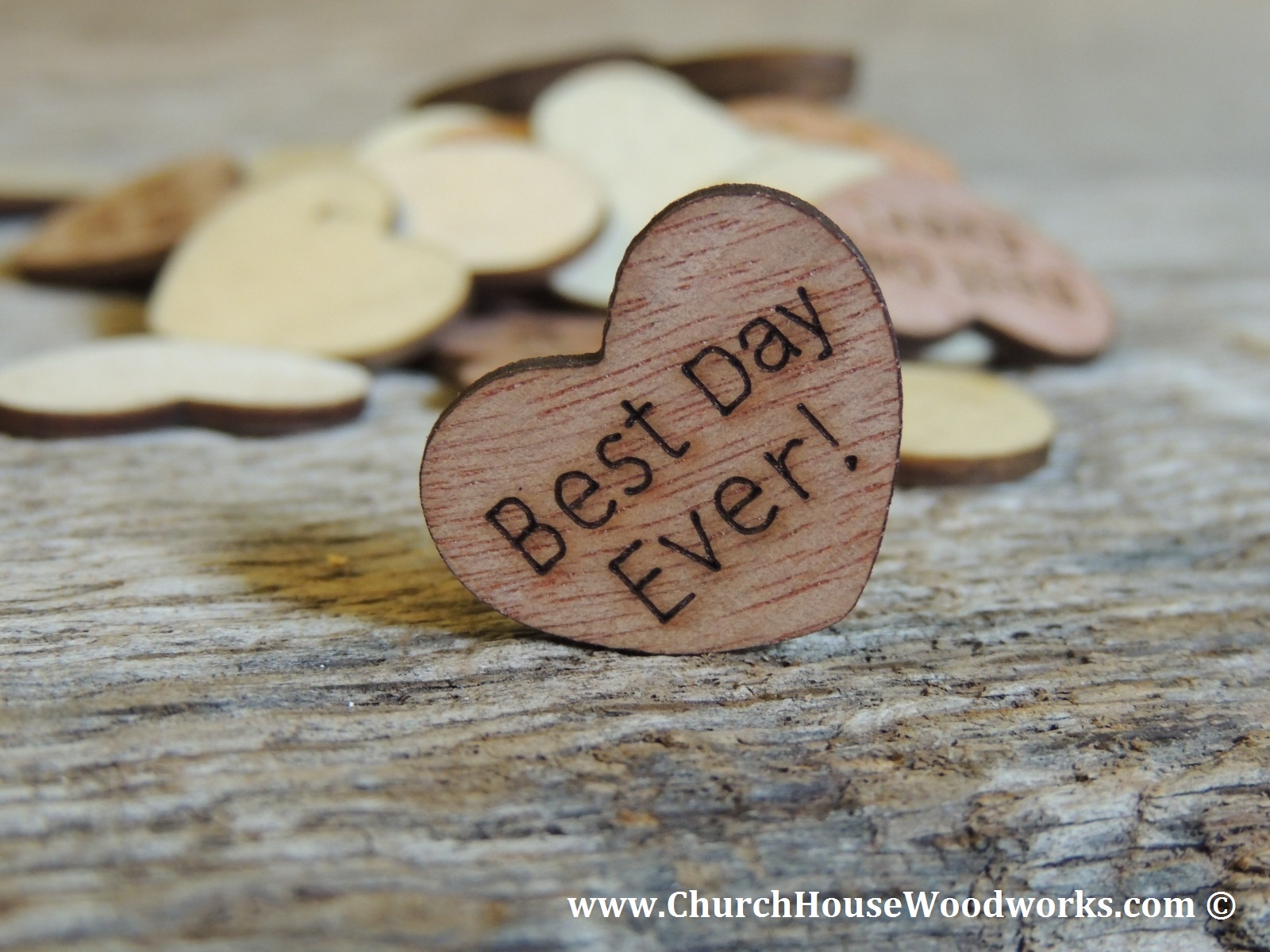 Rustic 4 Weddings Best Day Ever Wood Heart Confetti For Best Day Ever Wood Heart Confetti For Rustic Weddings Country Barn Farm Table Decorations