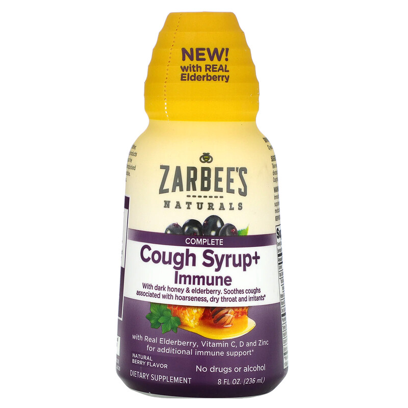 Zarbee's, Комплексная добавка, сироп от кашля и средство для укрепления иммунитета, натуральный ягодный вкус, 236 мл