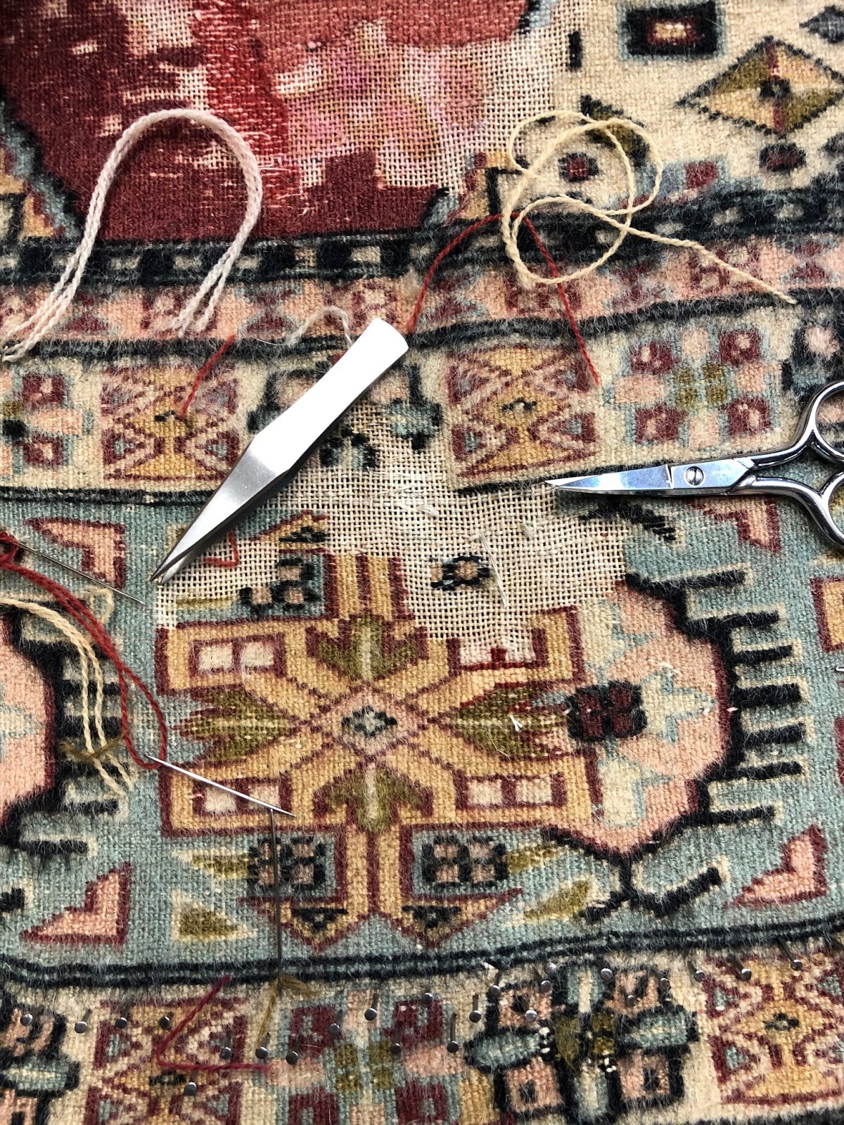 Fine Antique Persian Rug Restoration Project