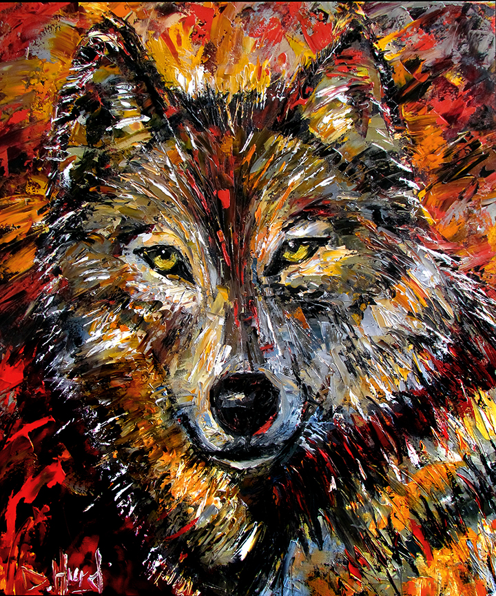 Debra Hurd Original Paintings AND Jazz Art Wolf wild animal Art