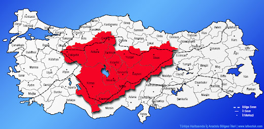 Türkiye haritasında İç Anadolu Bölgesi ve illeri