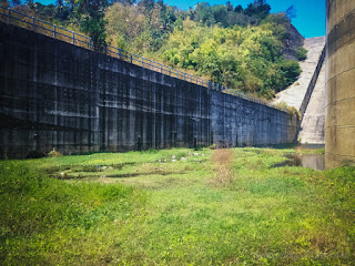 Construction Building Of Tall Boundary Wall Of Titab Ularan Dam Water Output Line North Bali Indonesia