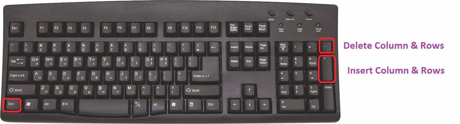 Learn New Things Shortcut Key For Delete Insert Column Rows In Ms
