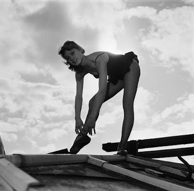 Brigitte Bardot dancing on rooftop