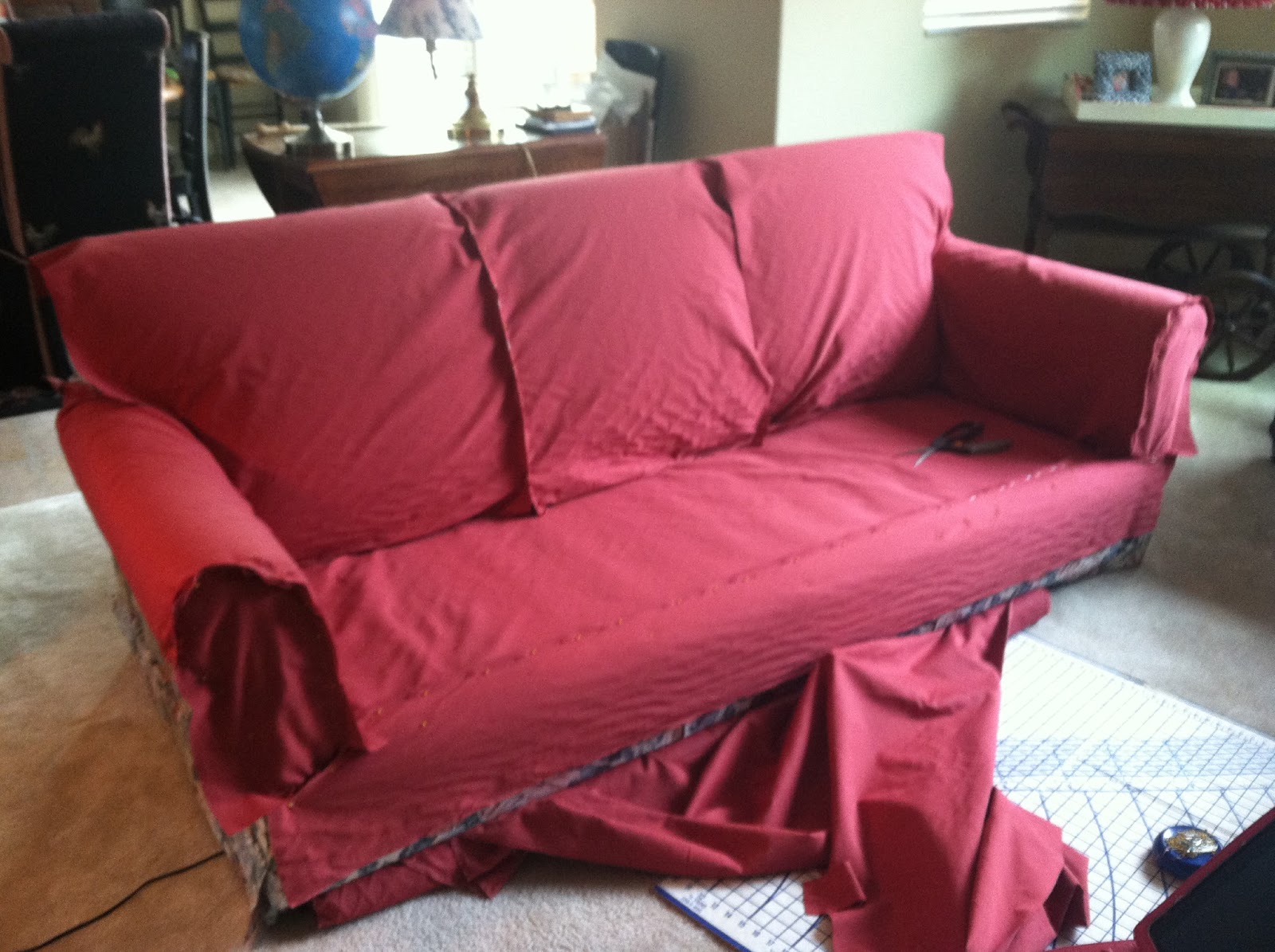 Goosegirl sews The New Slipcover For the Old Ugly Sofa Part 1