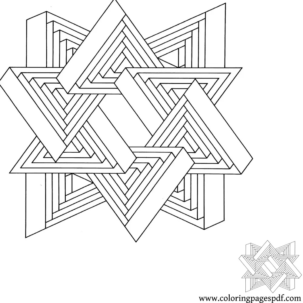 Coloring Page Of Mind Illusion Triangles