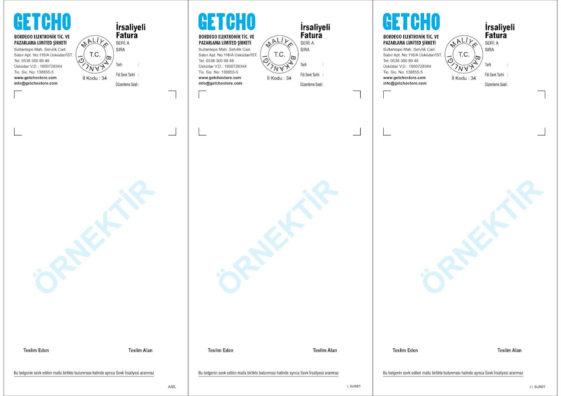 İstanbul'da 3 lü Fatura Baskı