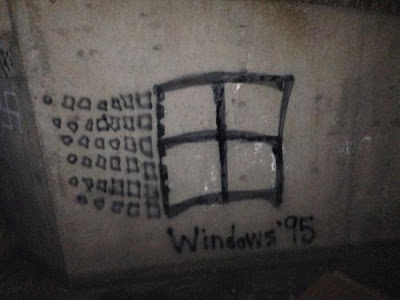 Spraypainted swastika respraypainted into a Windows logo