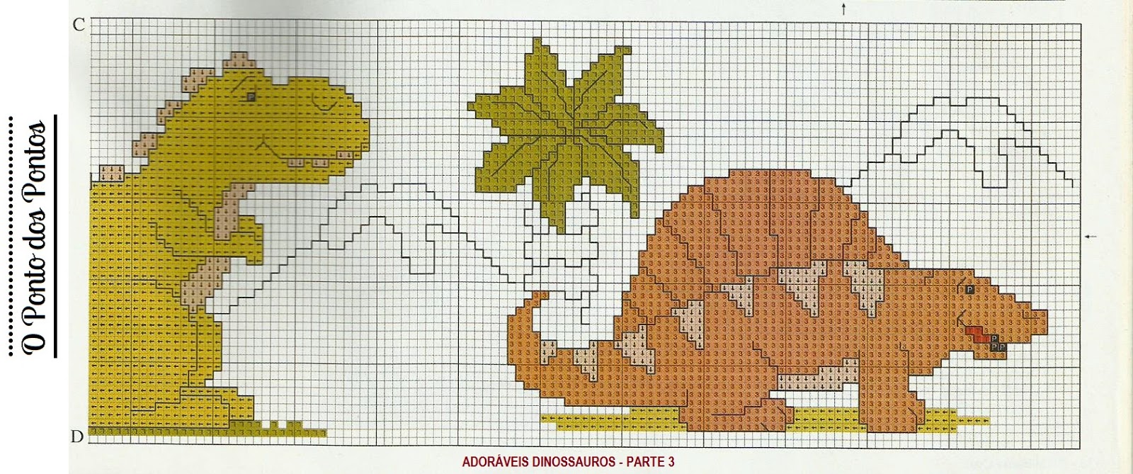 Ponto Cruz Dinossauros Gráficos Grátis O Ponto dos Pontos Gráficos Grátis: ADORÁVEIS DINOSSAUROS - TOALHA INFANTIL