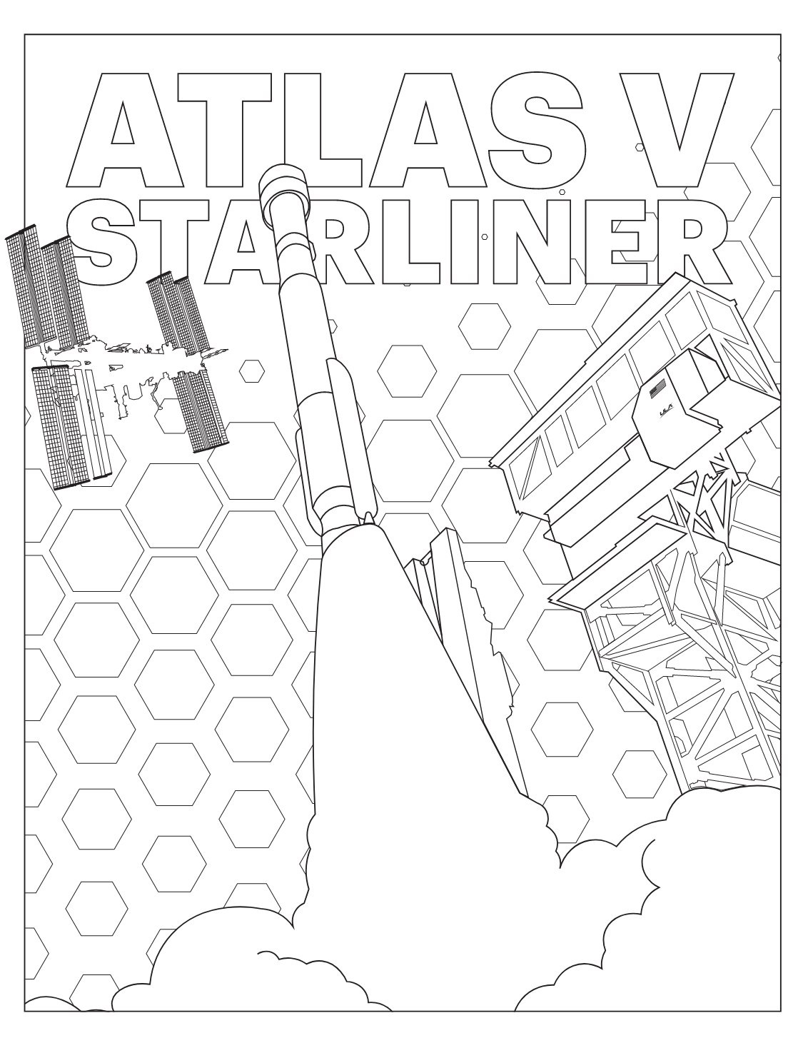 Ramone Rocketeer & Space Art 57 Atlas V Starliner Coloring Page