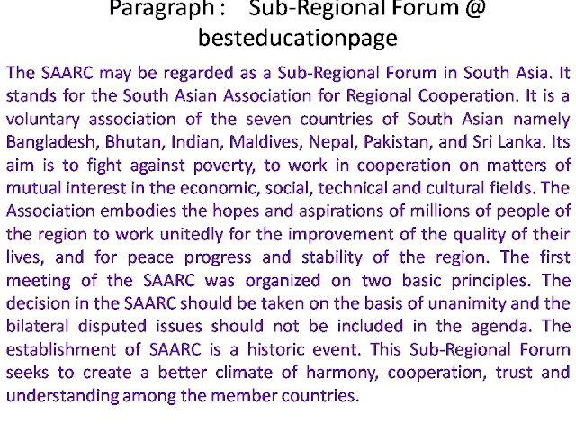 Paragraph :    Sub-Regional Forum @ besteducationpage