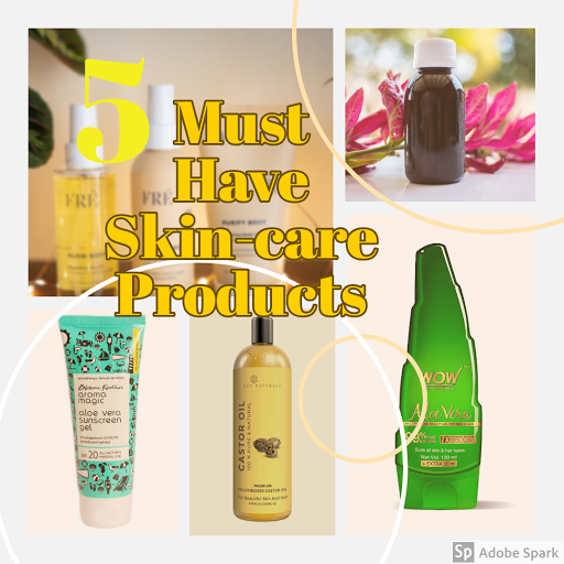 5 skincare products recommendations worth investment. wow aloevera gel, aroma magic sunscreen, castor oil, kara face wipes