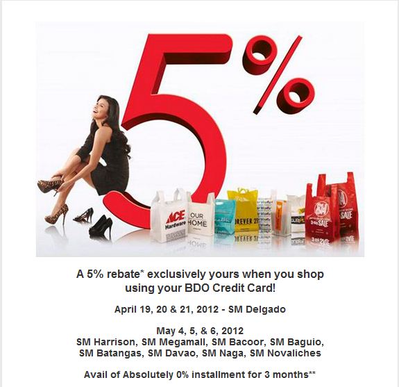 BDO Credit Card Promo Get 5 Rebate At SM Supermall 3 day Sale MakiSALE