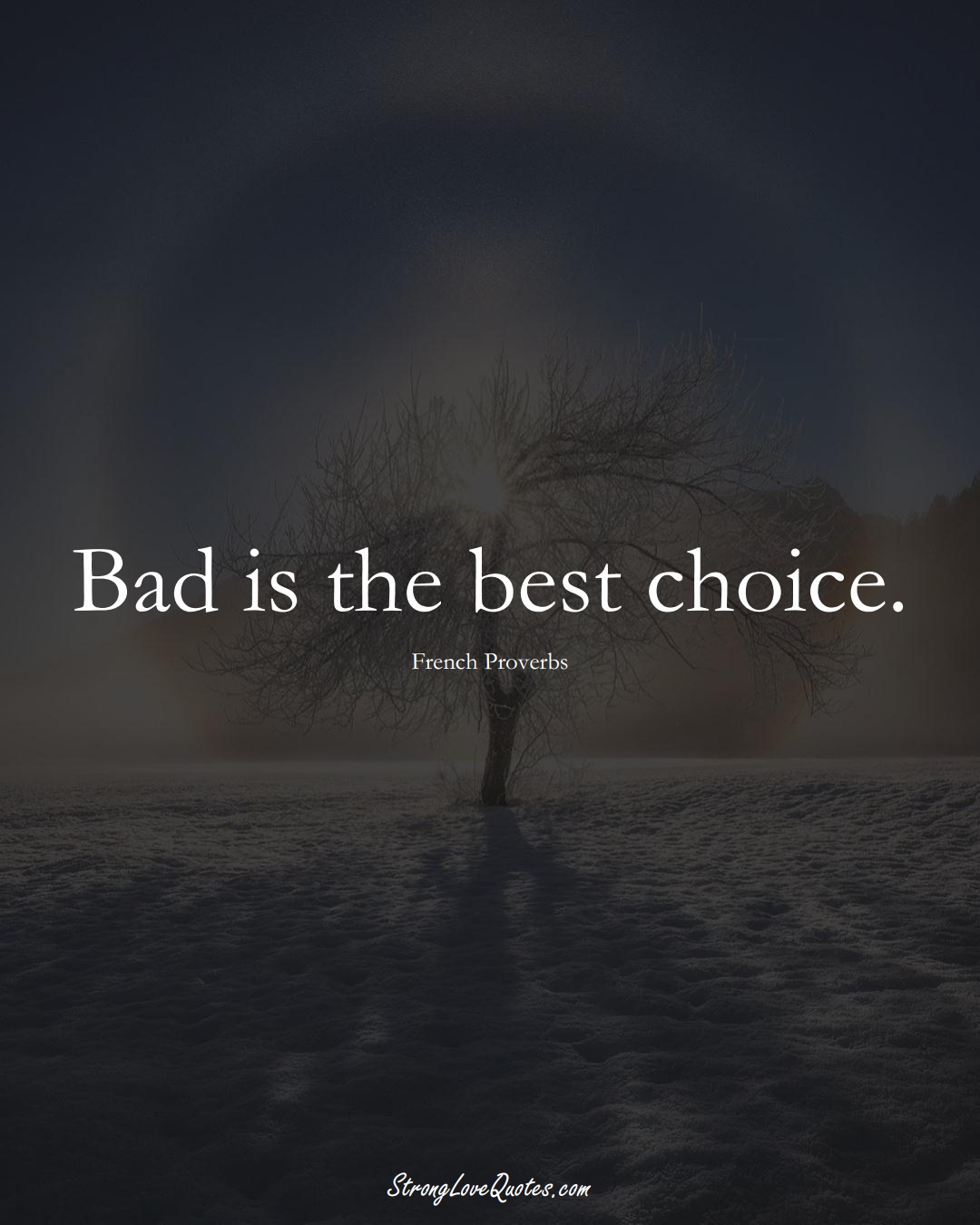 Bad is the best choice. (French Sayings);  #EuropeanSayings