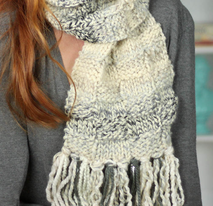 Basketweave Scarf Free Knitting Pattern - Gina Michele