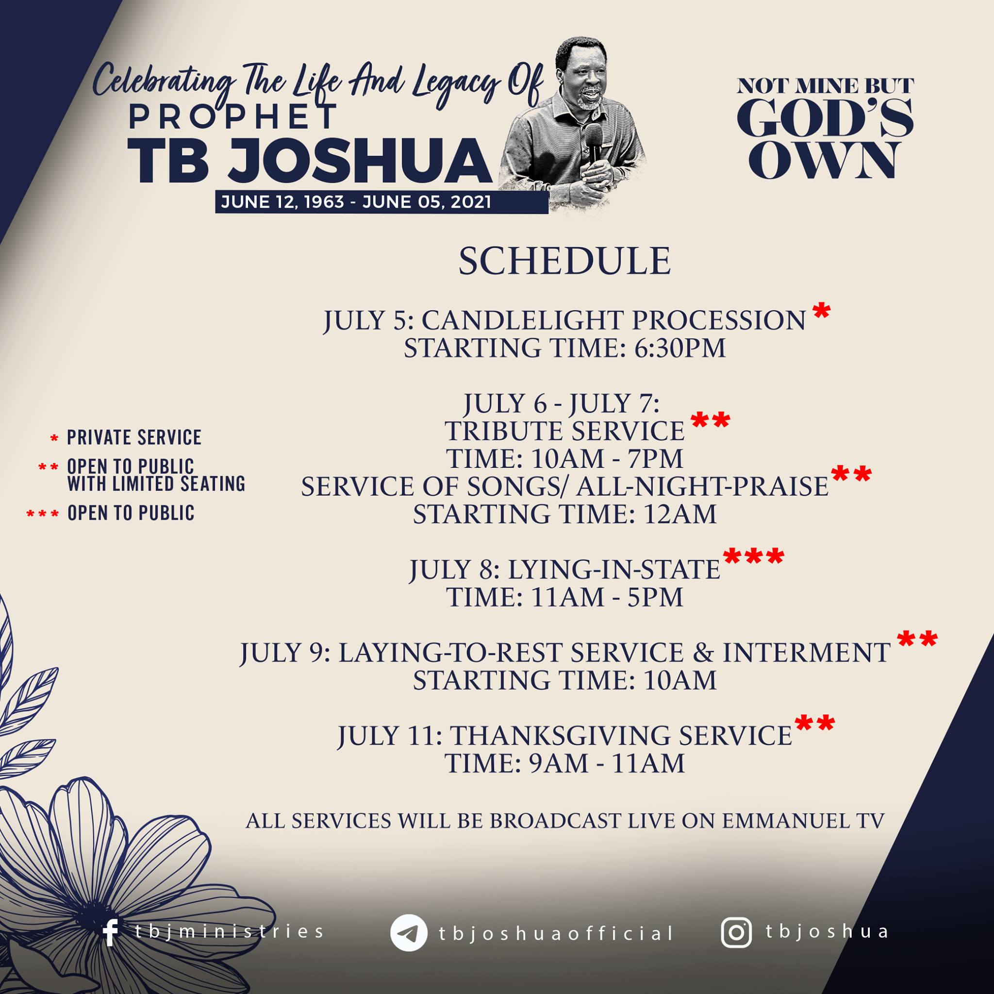 Watch TB Joshua Blog: CELEBRATING THE LIFE AND LEGACY OF GOD’S SERVANT