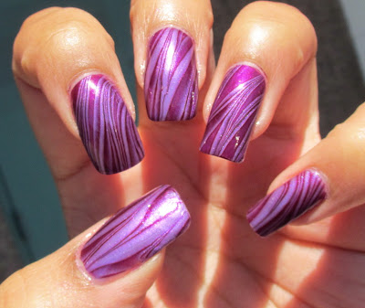 My Simple Little Pleasures: NOTD: Purple Stripes Water Marble + Tutorial