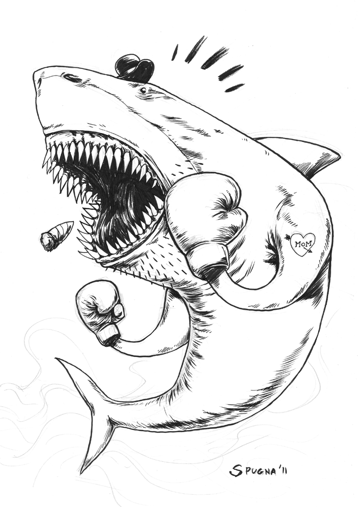 Белая акула эскиз тату