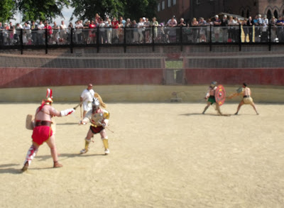 Modern gladiators in the amphitheatre at Chester