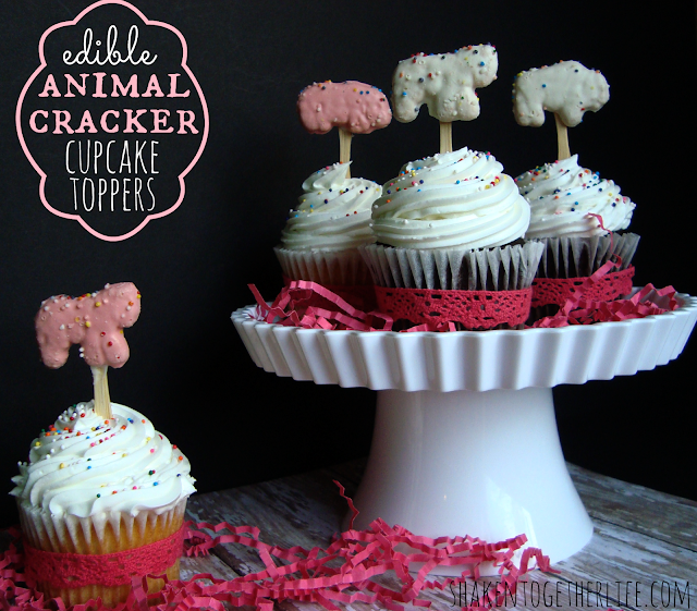 edible animal cracker cupcake toppers & how to doll up store bought cupcakes at shakentogetherlife.com