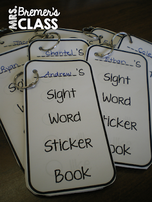 Sight word sticker books for reading practice in Kindergarten and First Grade