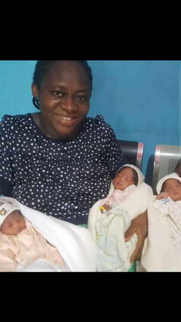 Nigerian woman gives birth to triplets after 15 years of waiting (Photos)