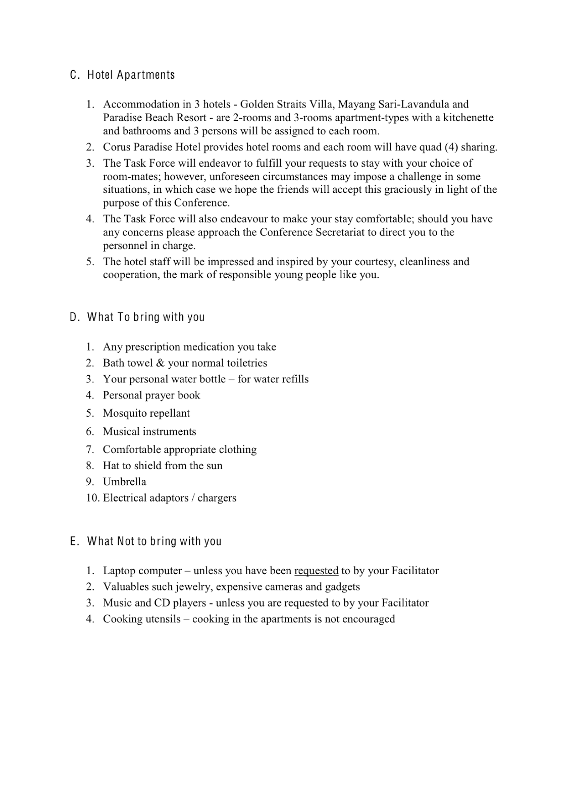 2013 Youth Conferences (West Malaysia): Pre-conference Information and ...