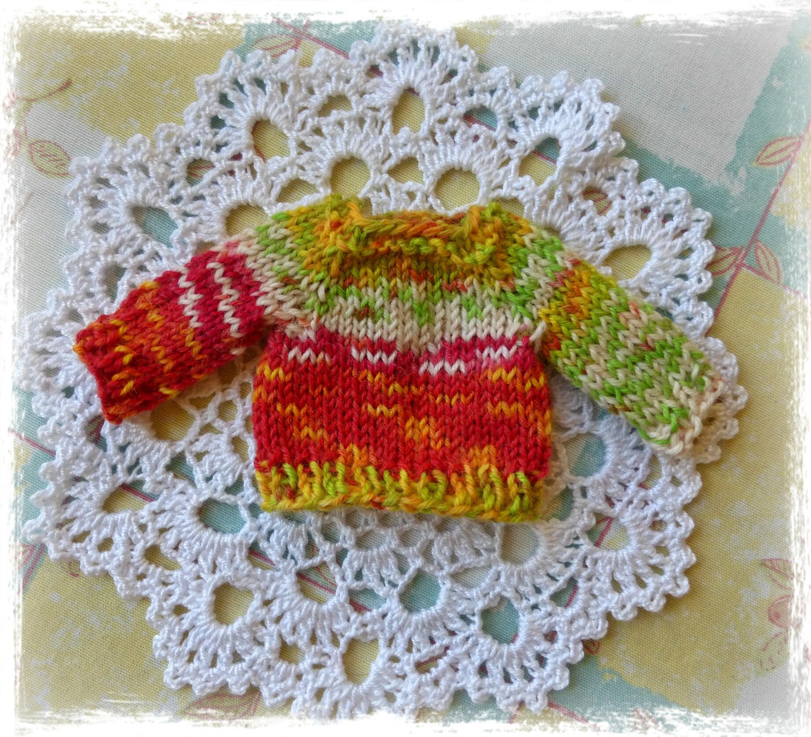 Yellow, Pink and Sparkly Mini Sock Yarn Sweaters