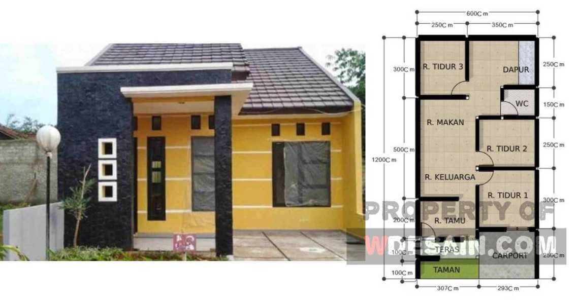 Denah Rumah Minimalis 7x12 3 Kamar