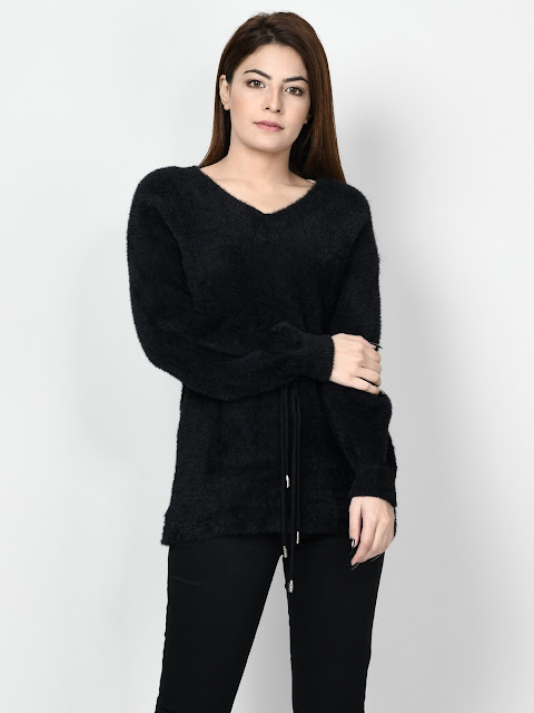 Limelight black sweater for women winter wear