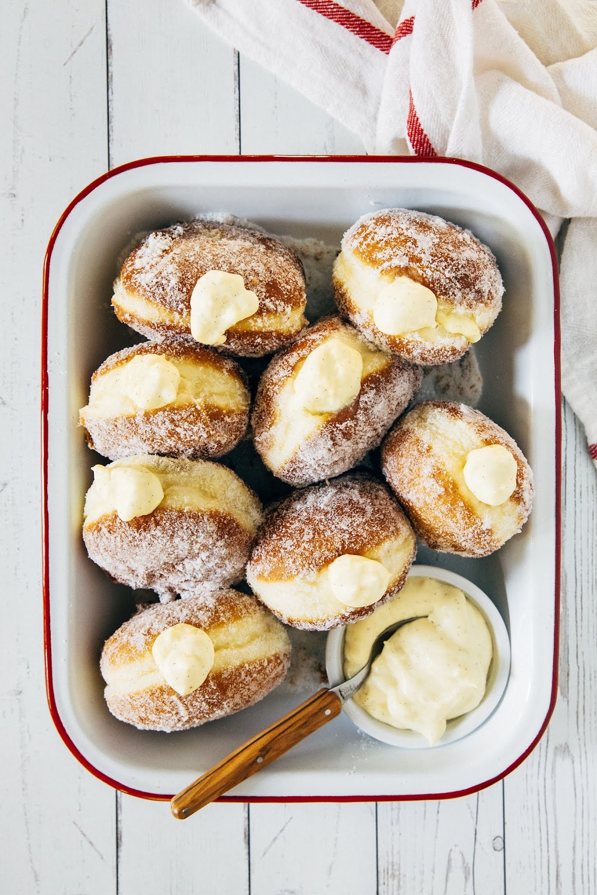 vanilla custard bread ahead donuts