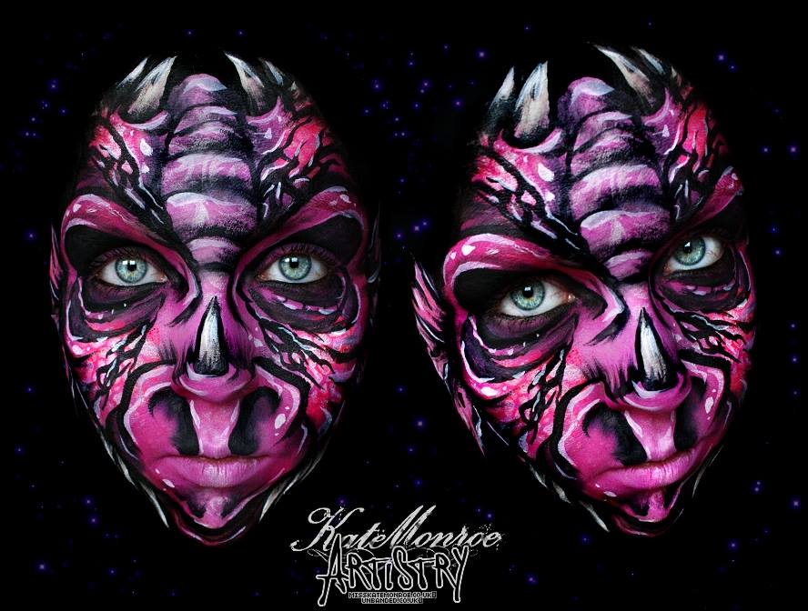 08-Dragon-Face-Kate-Monroe-Face-and-Body-Painting-on-Human-Canvases-www-designstack-co
