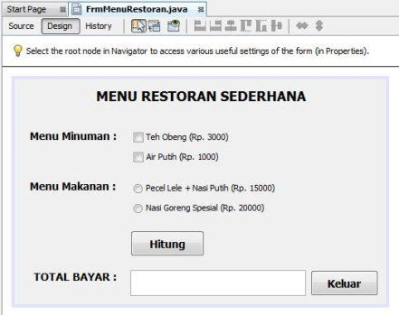 Contoh Program Kasir Restoran Menggunakan Java - Contoh Aplikasi