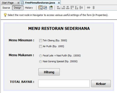 Contoh Program Kasir Restoran Menggunakan Java