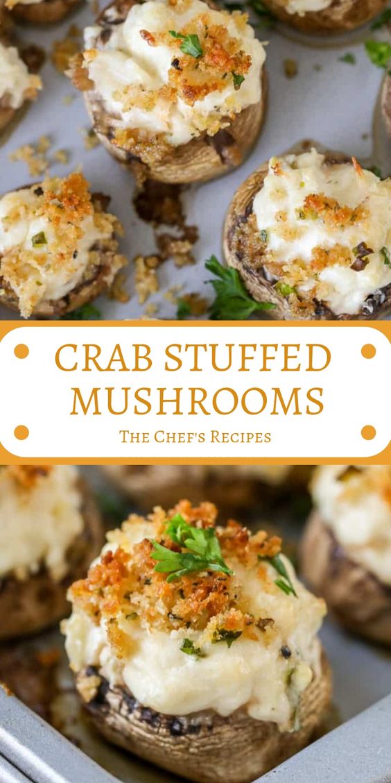 CRAB STUFFED MUSHROOMS - Secret Tasty Recipe Foods