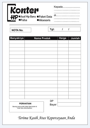 Contoh Nota Konter Hp Berbagai Ukuran Lengkap Tips Mendesain