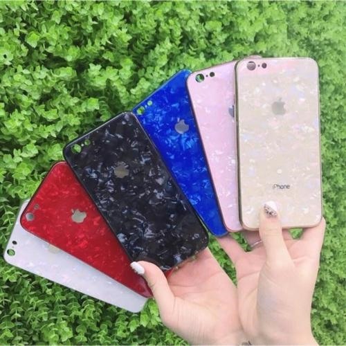Ốp vân đá lưng kính cường lực IPhone