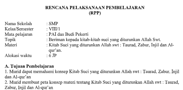 Rpp Daring Pai Kelas 8 Semester Ganjil Kurikulum 2013 Tahun Pelajaran 2020 2021 Didno76 Com