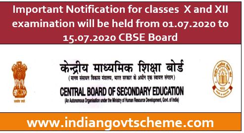Important Notification for classes  X and XII examination