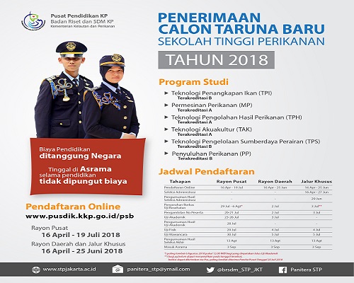 PENERIMAAN TARUNA BARU PROGRAM DIPLOMA IV  SEKOLAH TINGGI PERIKANAN TAHUN 2018