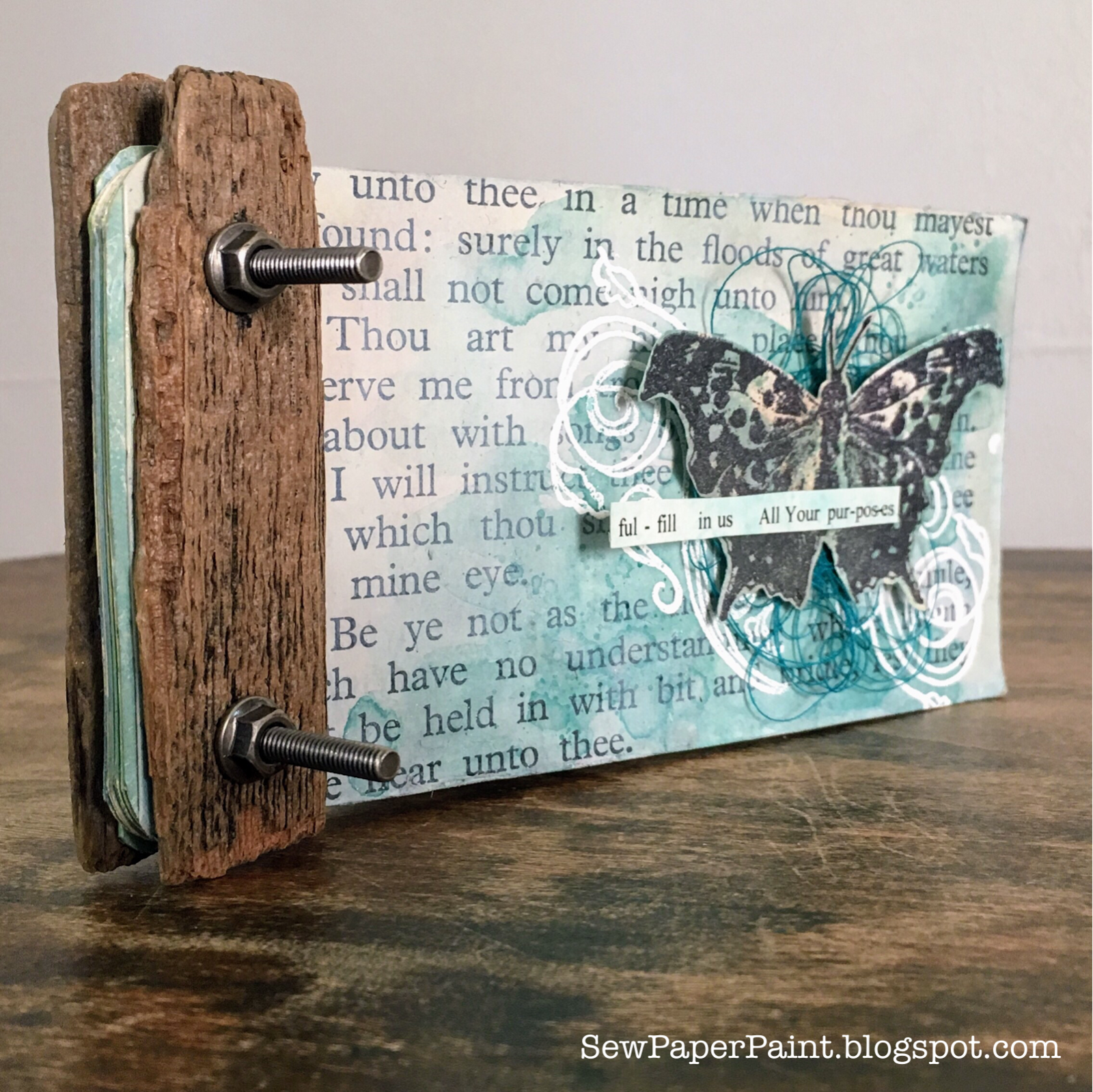 SewPaperPaint Weathered Wood Book Binding for PaperArtsy